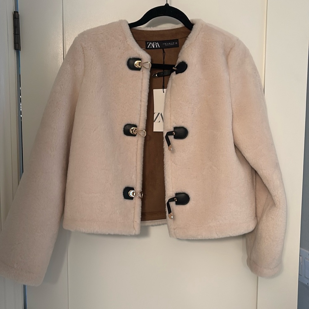 Zara faux sheerling jacket